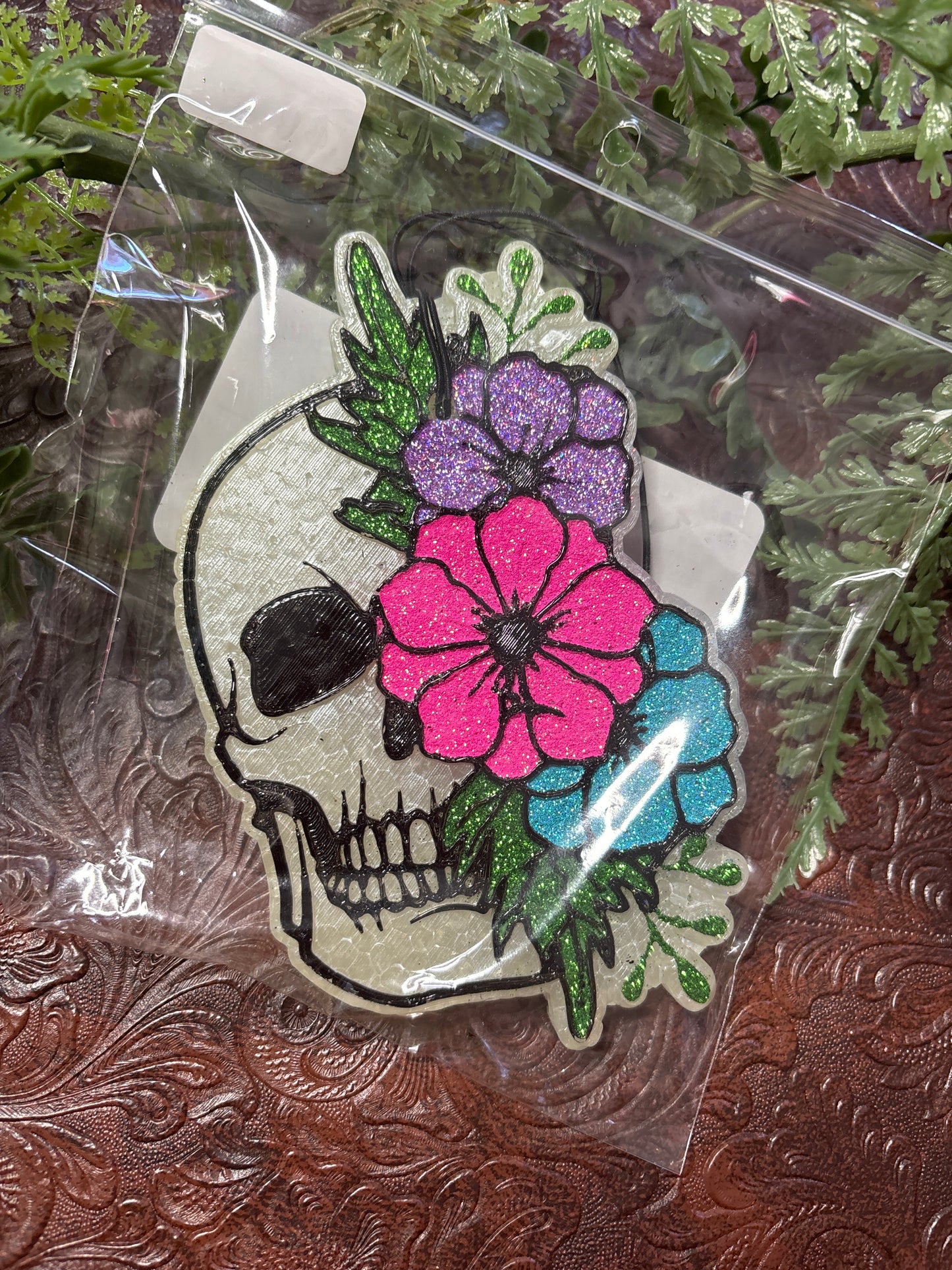 “Skull & Flowers” -Leather & Lace