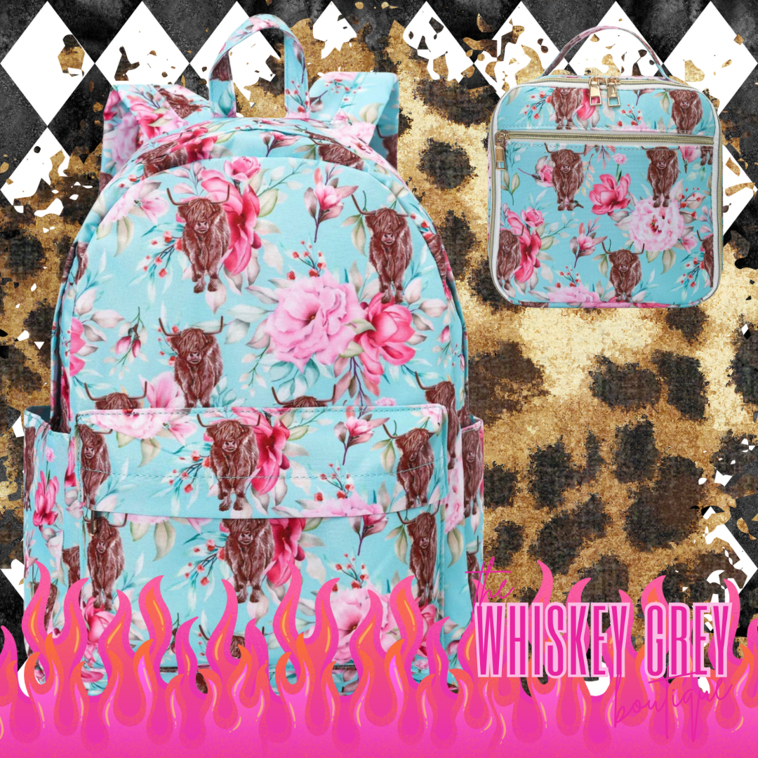 Highland Cow Floral Back pack PRE ORDER