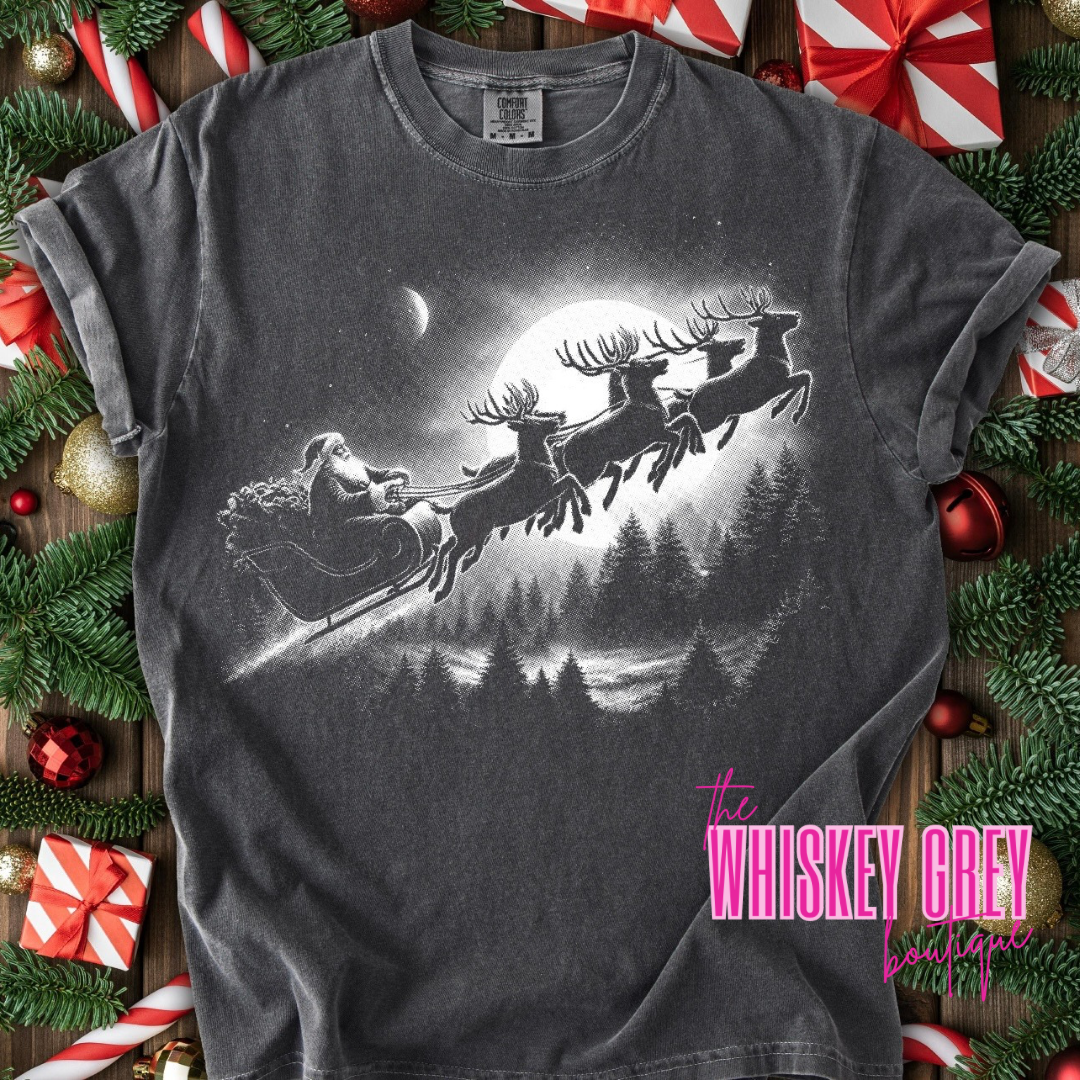 Christmas Skies  Half Tone Santa