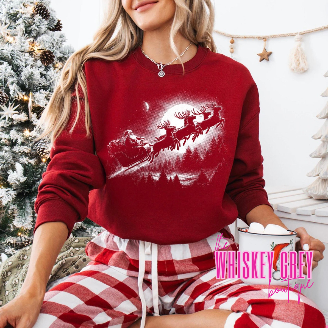 Christmas Skies  Half Tone Santa