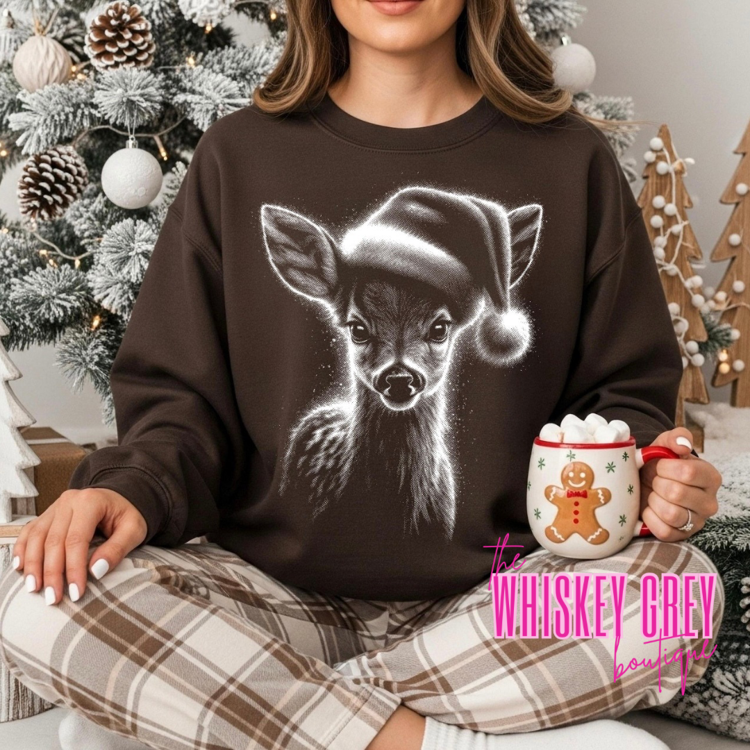 Festive Deer Half Tone Santa
