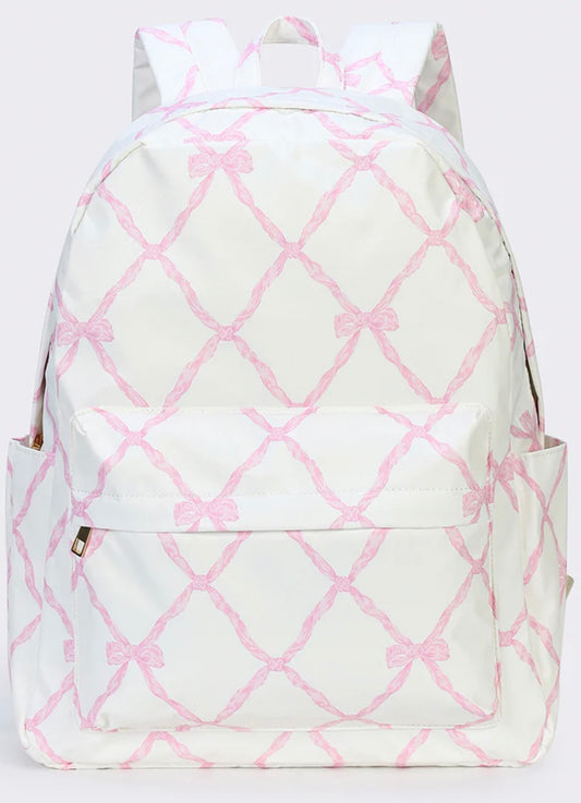 White and Pink Bows backpack PRE ORDER