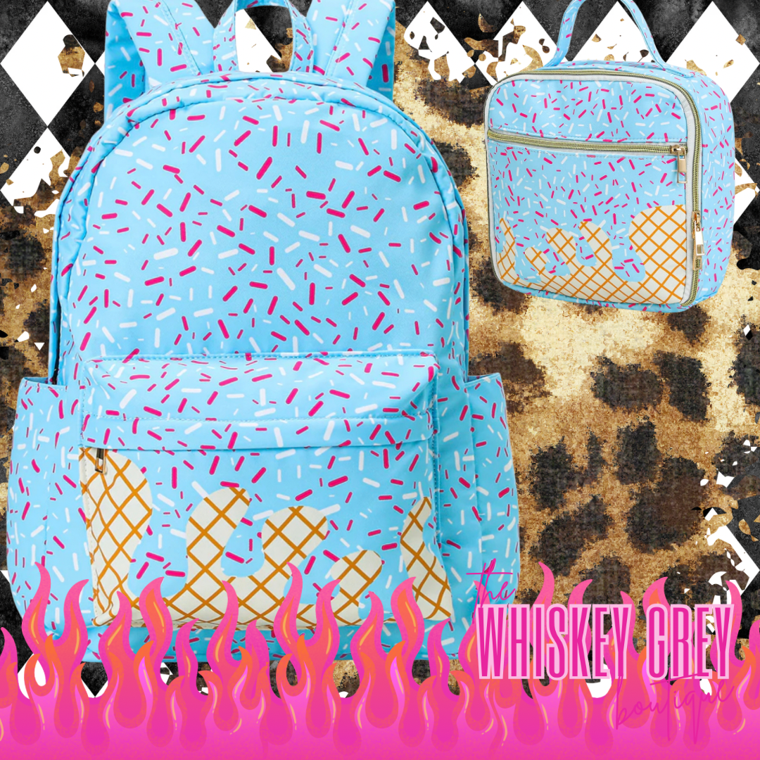 Blue Ice Cream Drip Backpack & Lunch Box PRE ORDER