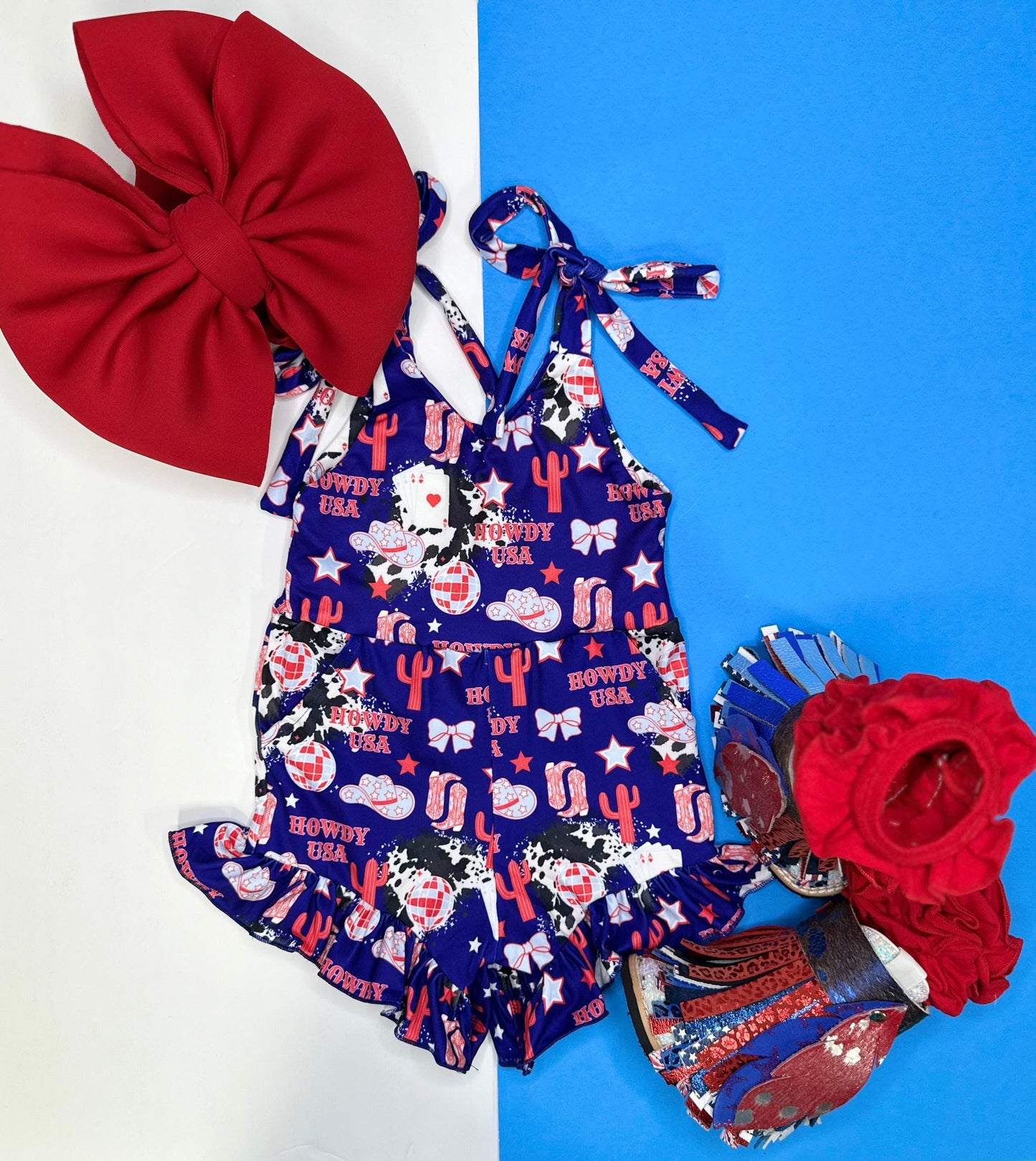 Howdy USA Tie Romper (FINAL SALE)