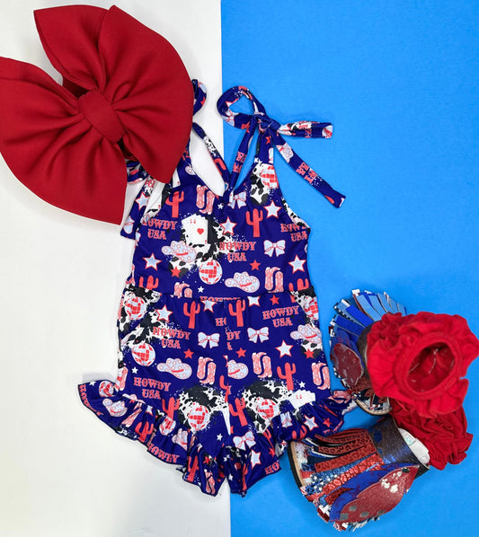 Howdy USA Tie Romper (FINAL SALE)