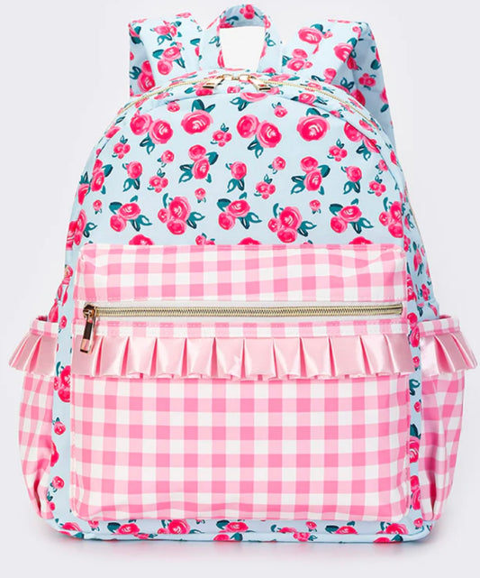 Pink Floral Ruffle backpack PRE ORDER