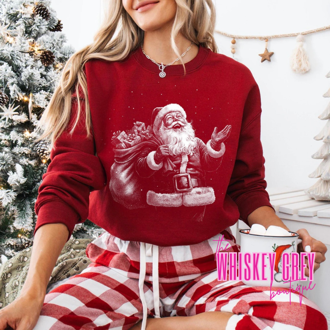 Vintage Jolly Half Tone Santa