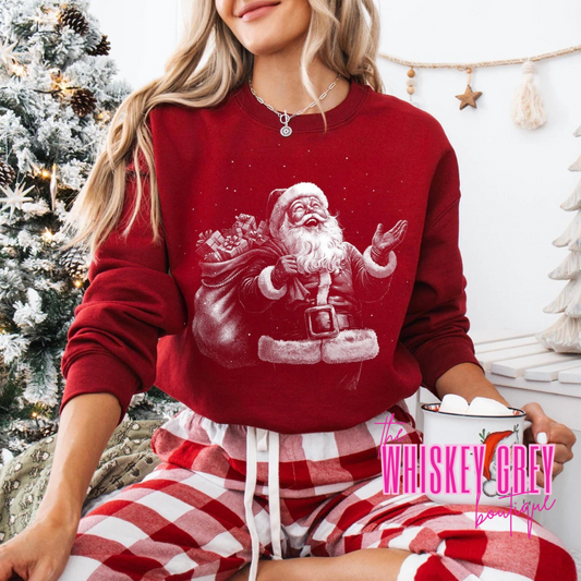 Vintage Jolly Half Tone Santa