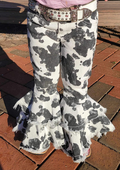 Black Cow Print Rodeo Queen Jeans