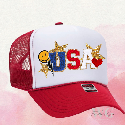 USA “Faux Patches” Trucker Hat