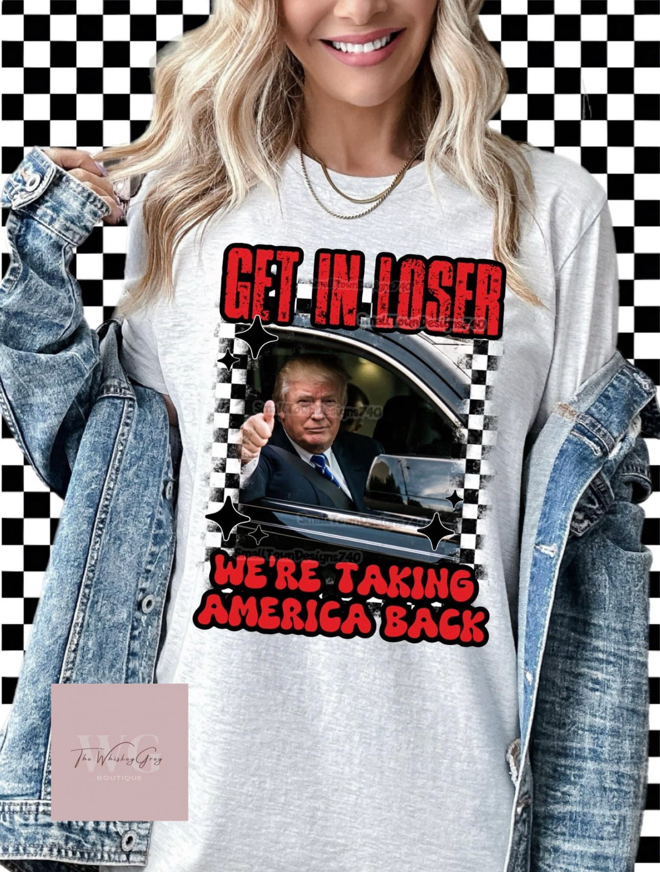 “Trump-Get In Loser Checkered”